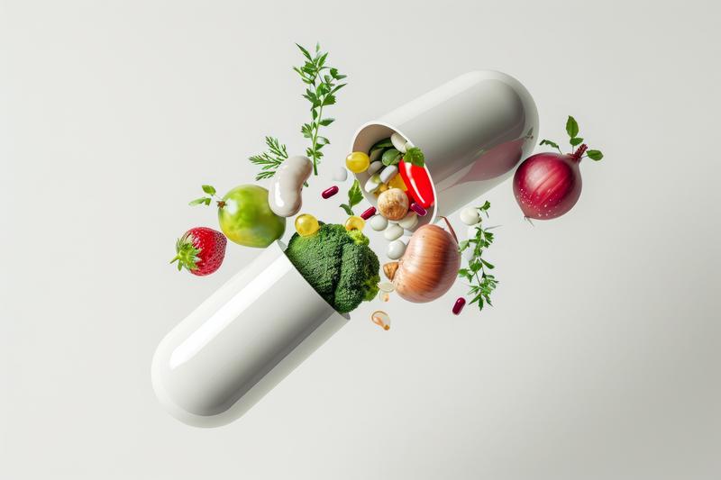 Pills with fruits and vegetables